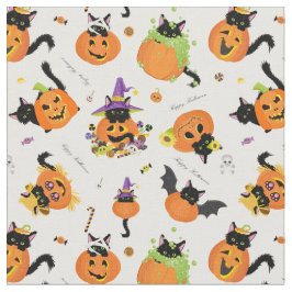 Tela Calabaza de gato negro de Halloween