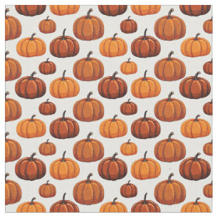 Tela Calabazas de Halloween naranja - Patrón de otoño f