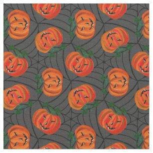 Tela Calabazas del patrón Jack o'lantern Cobwebs de Hal