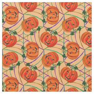 Tela Calabazas del patrón Jack o'lantern Cobwebs de Hal