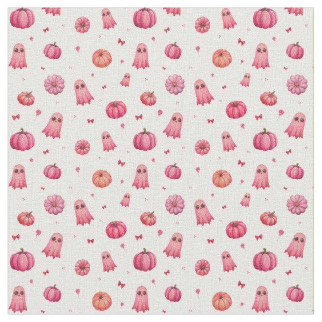 Tela Calabazas rosadas de Halloween (De cerca)