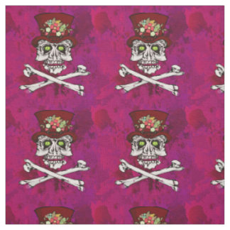 Tela Calavera gótica de ojos lagrimosos y huesos cruzad