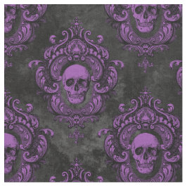 Tela Calavera morada y gris oscuro gótico