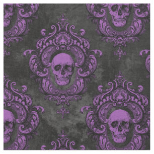Tela Calavera morada y gris oscuro gótico