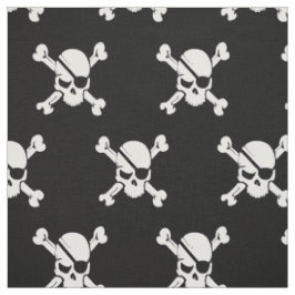 Tela Calavera Pirata Negro y Blanco