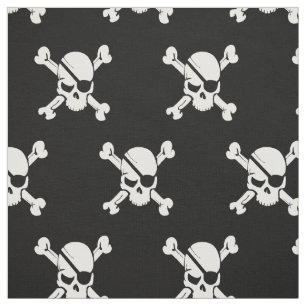 Tela Calavera Pirata Negro y Blanco