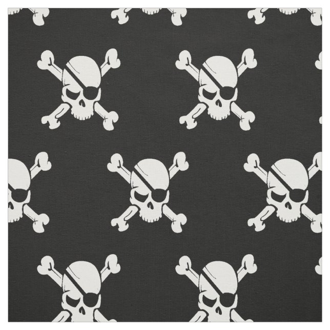 Tela Calavera Pirata Negro y Blanco (Retal)