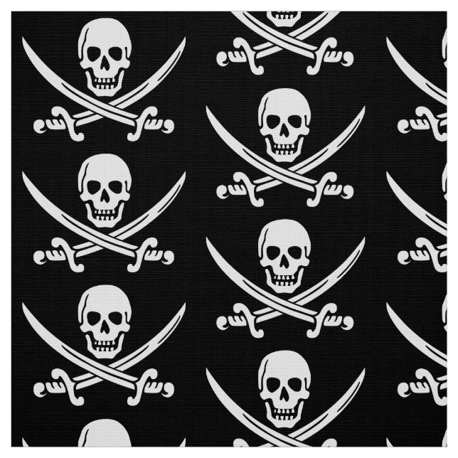 Tela Calavera pirata y blanco negro espadín (Retal)