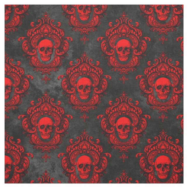 Tela Calavera roja y negro gótico (Retal)