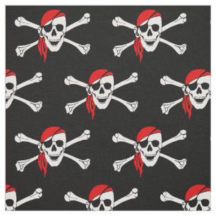 Tela Calavera y huesos cruzados de pirata