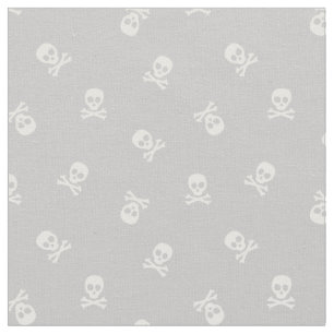 Tela Calavera y huesos cruzados en gris