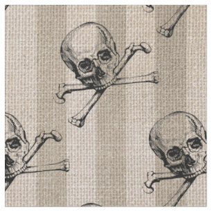 Tela Calavera y huesos cruzados en Tan stripteado