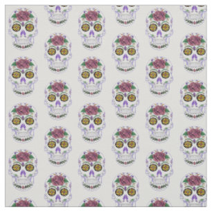 Tela Calaveras de Azúcar de Colores con Brillo Falso