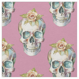 Tela Calaveras de flores - Rosa -