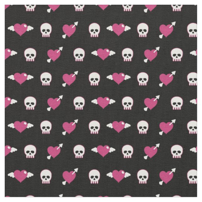 Tela Calaveras y corazones (De cerca)