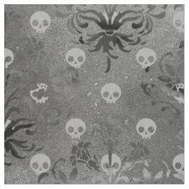 Tela Calaveras y Damasco de carbón vegetal en gris