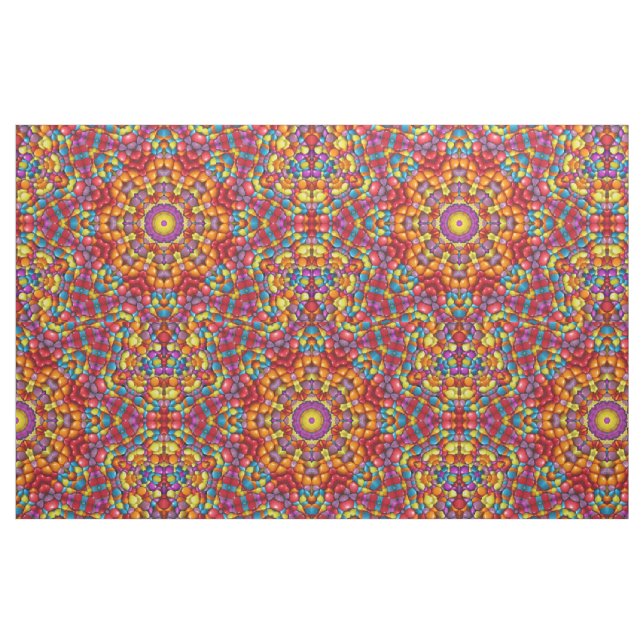 Tela Caleidoscopio amarillo-naranja rojo del vintage ("Cuarto gordo" (fat quarter))