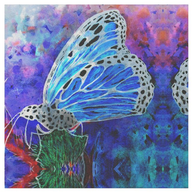 Tela Caleidoscopio azul del monarca (De cerca)