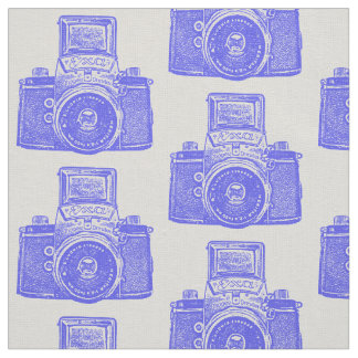 Tela Cámara réflex vintage - Azul eléctrico sobre blanc