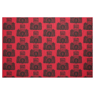Tela Cámara réflex vintage - Negro sobre rojo