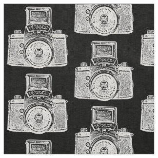 Tela Cámara réflex virgen - Blanco sobre negro