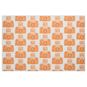 Tela Cámara réflex virgen - Naranja en blanco