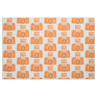 Tela Cámara réflex virgen - Naranja en blanco