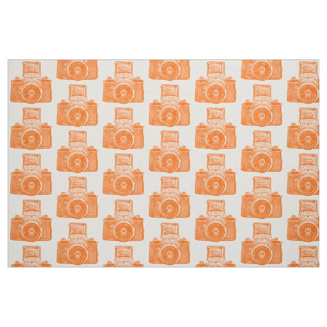 Tela Cámara réflex virgen - Naranja en blanco ("Cuarto gordo" (fat quarter))