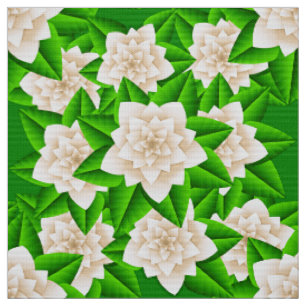 Tela Camellias blancas y hojas verdes