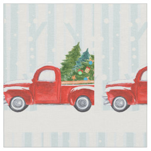 Tela Camión rojo de recogida de Navidades en una carre