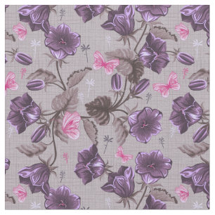 Tela campanas de mano violetas y modelo de mariposas