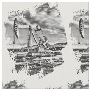 Tela Campo petrolífero Pumpjack en chapoteo blanco y
