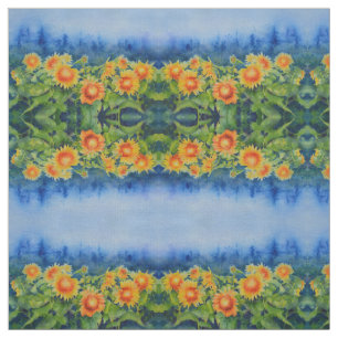 Tela Campos de girasol acuarela