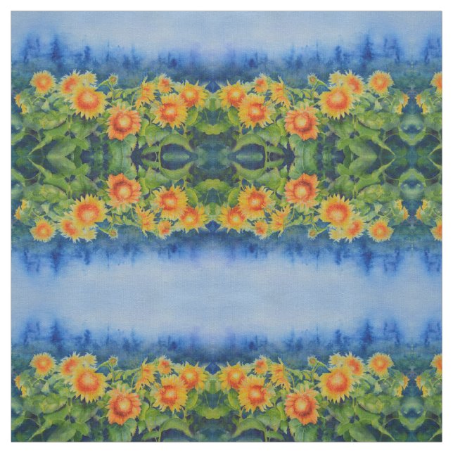 Tela Campos de girasol acuarela (Retal)