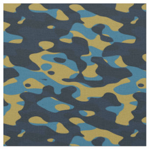 Tela camuflaje abstracto amarillo y azul