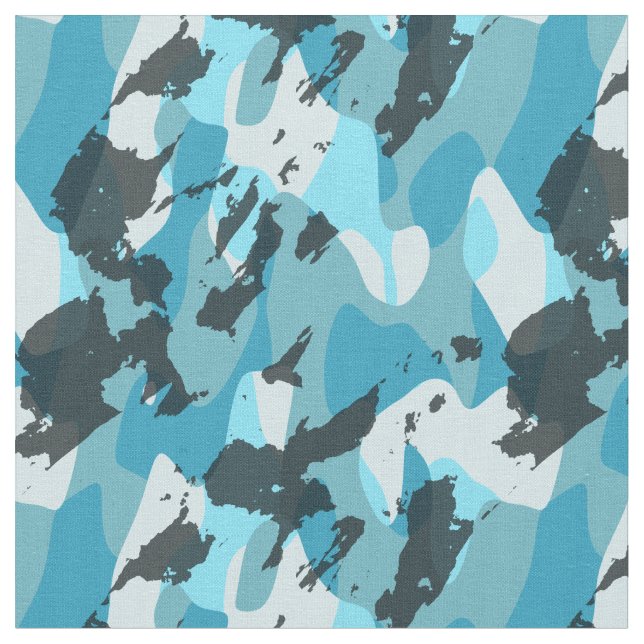 Tela camuflaje abstracto azul turquesa (De cerca)