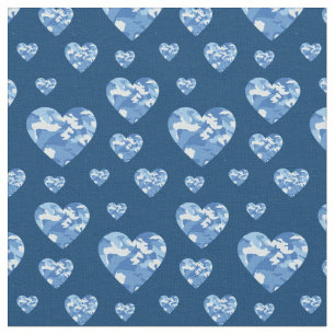 Tela Camuflaje campestre Camo Hearts Blue Boys