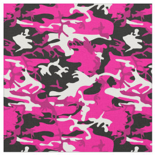 Tela camuflaje rosa caliente camuflaje blanco negro