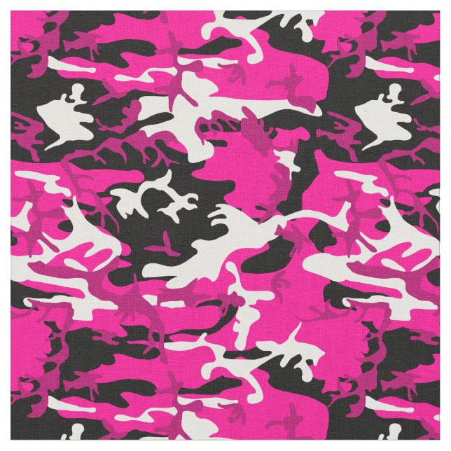 Tela camuflaje rosa caliente camuflaje blanco negro (De cerca)
