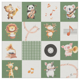 Tela Canción feliz ritmo musical banda escolar animales