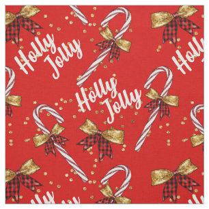 Tela Candy Cane Holly Jolly Navidades festivos modernos