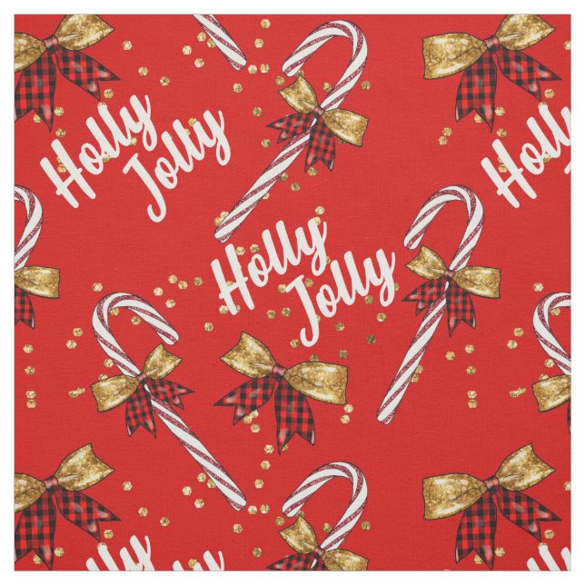 Tela Candy Cane Holly Jolly Navidades festivos modernos (Retal)