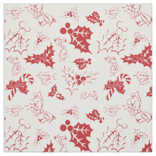 Tela Candy Cane Holly   Tejido blanco y rojo de vacacio