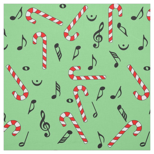 Tela Candy Cane Music Notes (Retal)
