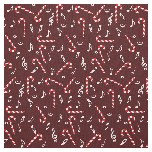 Tela Candy Cane Music Notes (Retal)