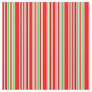 Tela Candy Cane Stripes Festividad Verde Rojo