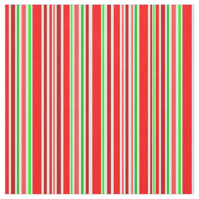 Tela Candy Cane Stripes Festividad Verde Rojo (De cerca)