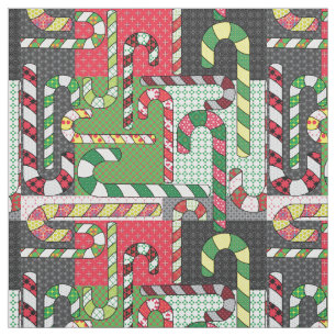 Tela Candy Canes con patrones