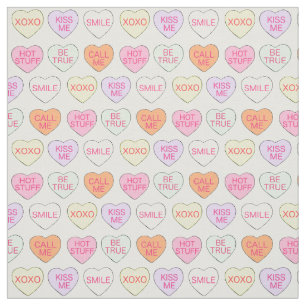 Tela Candy Conversation Heart Día de San Valentín Sweet