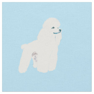Tela Caniche blanco en azul